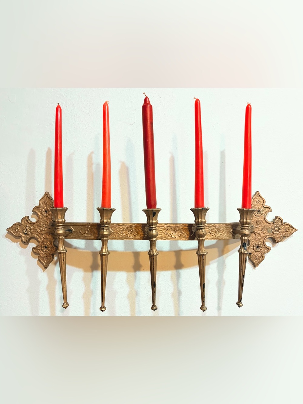 Vintage- Syroco- 🖤 Mid Century Modern 5-Arm Gothic wWall Sconce Candelabra